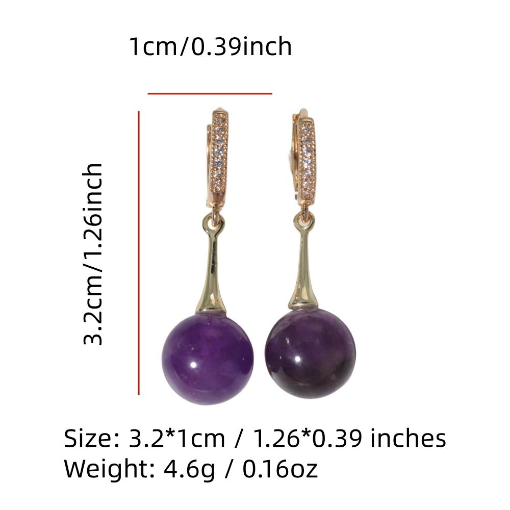 Fashion Three-color Round Imitation Jade Stone Dangle Earrings for Women Cubic Zirconia Jewelry Christmas Party Accessories