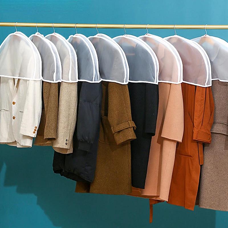 5pcs Dust Cover Clothes Hanging Suit Coat Garment Protector Storage Bag Case Shoulder Dustproof Wardrobe Organizer Home Supplies