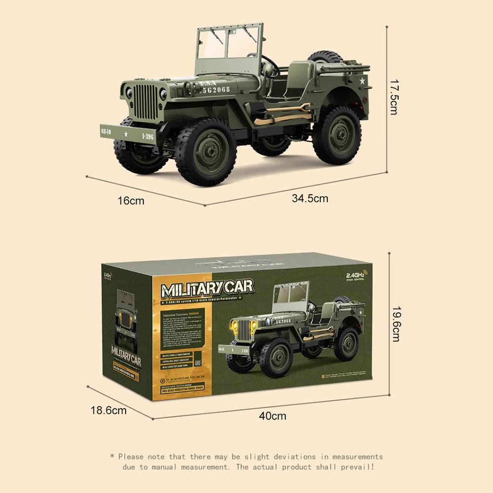 C8815 RC Autó 2.4G 4wd Terepjáró RTR Crawler 1941 Mb Scaler Willys Jeep Mászó Méret Katonai Teherautó Jármű Felnőtt Gyerek Játék