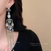 Silver needle with diamonds, water drop fringed earrings, super fairy light luxury temperament exaggerated earrings, high-end exquisite jewelry women