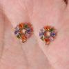 Multicolor Rainbow Zirconia Sunflower Copper Charms, Golden Plated Cute Pendants for DIY Earring Necklace Craft Making