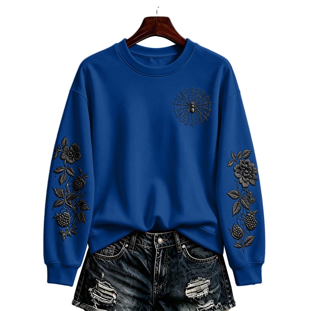 Women's Halloween Pullover Sweatshirt Casual Printed Long Sleeve Top