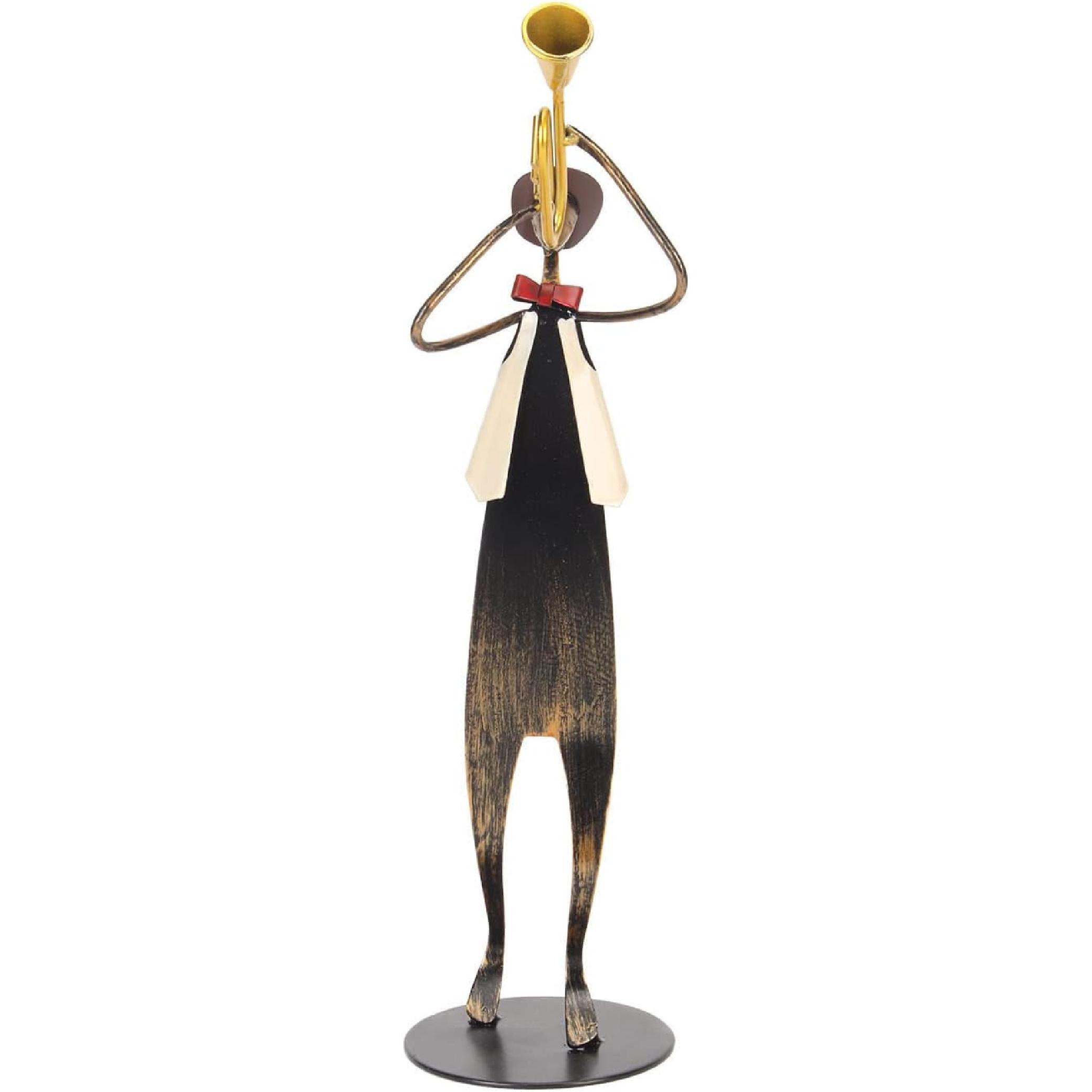 

Trumpet Player Figurine Modern Abstract Handcrafted Metal Musician Sculpture for Living Room Tabletop Shelf Desk Office