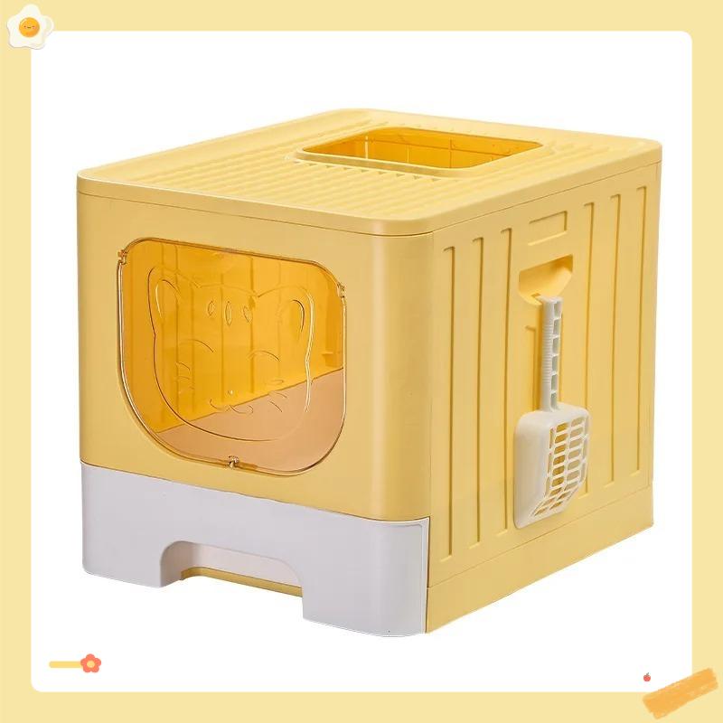 The drawer type cat litter box is fully enclosed and anti-splash cat toilet is opened and the kitten is deodorized.