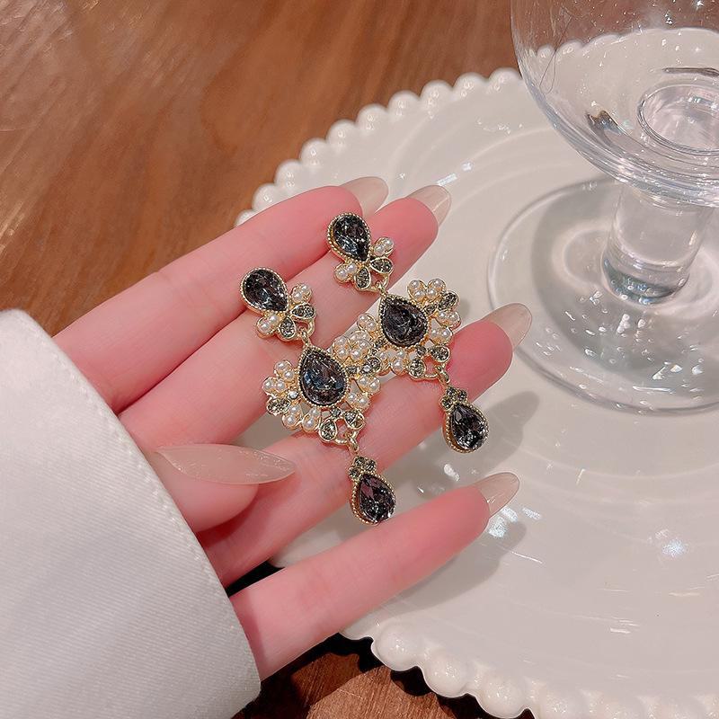 

Серебряные серьги S925 с французским ретро-геометрическим барочным жемчугом для женщин золотой