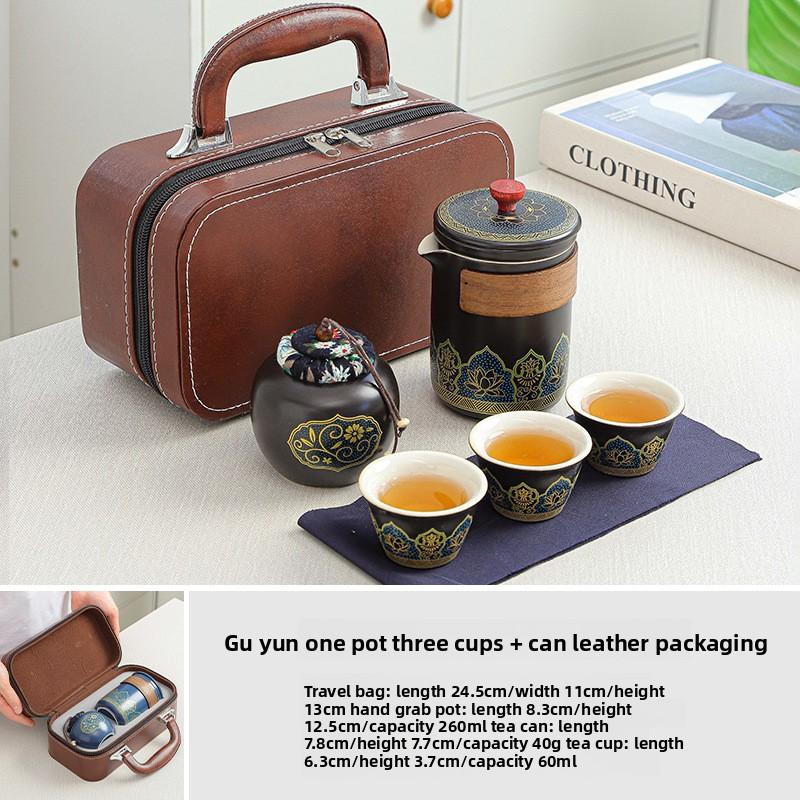 Travel Tea Set with Ancient Charm Portable Kuaike Cup Ceramic Kung Fu Tea Set