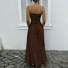 Rochie elegantă de seară pentru femei, cu buline, cu umerii goi, linie A, subțiază talia