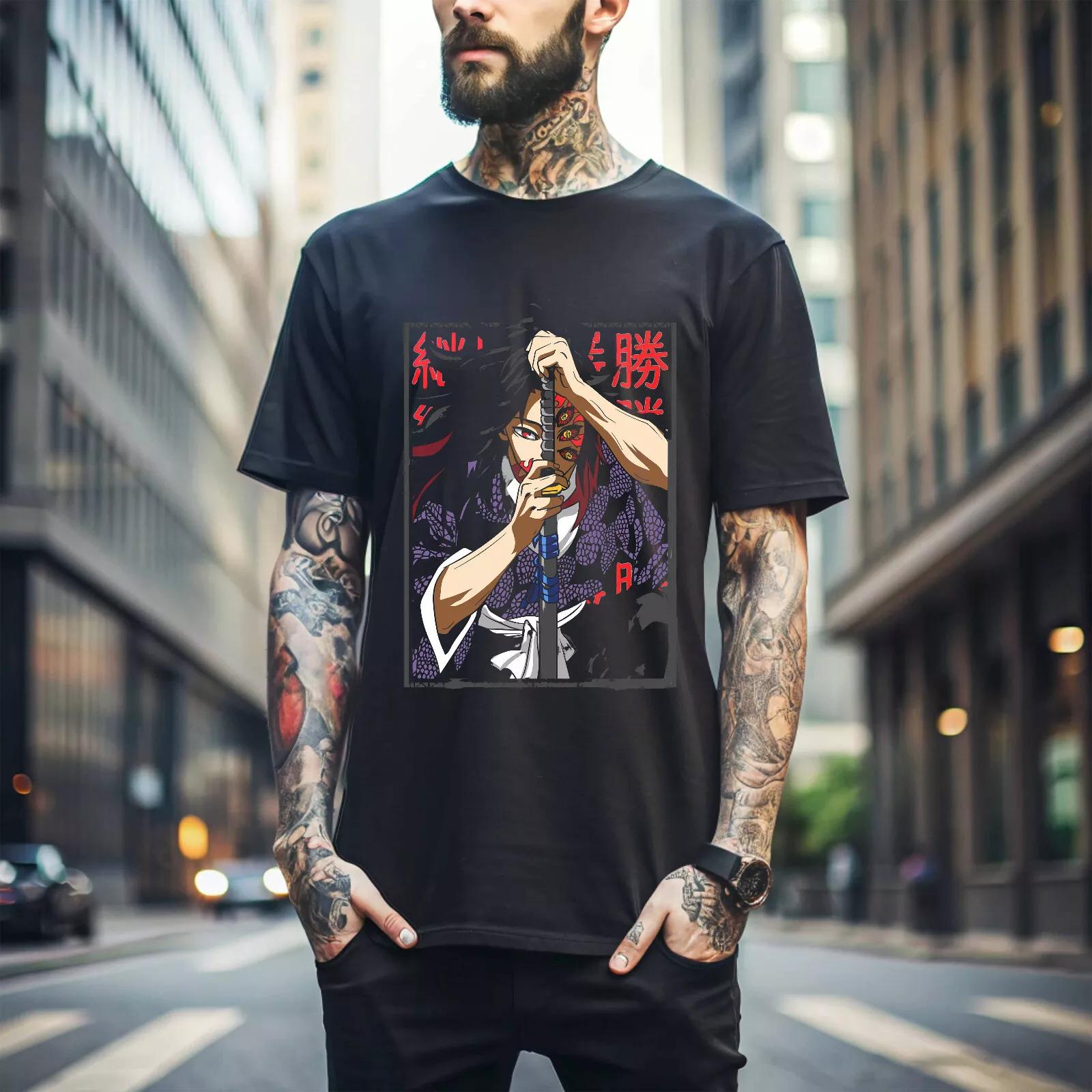 

100% cotton TOPS UNISEX TEES MENS WOMENS Kokushibo Demon Slayer T-Shirt,Kimetsu No Yaiba,Anime,Manga,Nezuko,Tanjiro 103 4XL чёрный