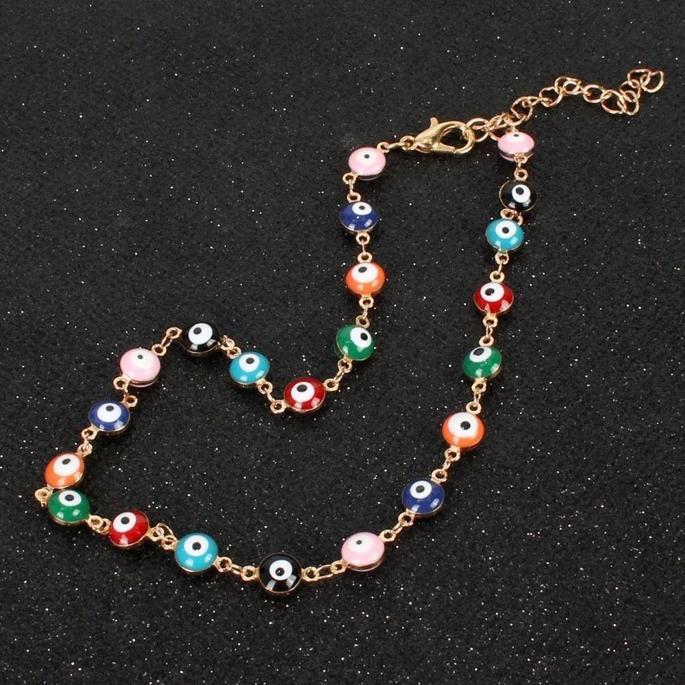 Stainless Steel Blue Eye Necklace Minimalist Clavicle Chain Fashion Colorful Anklet  Daily Wear