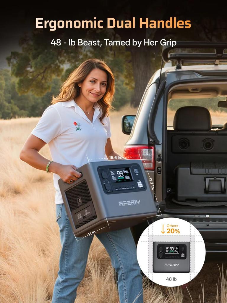 AFERIY P280 Stazione di Alimentazione Portatile 2800W, Batteria LiFePO4 da 2048Wh, Onda Sinusoidale Pura, Capacità Espandibile, 13 Porte