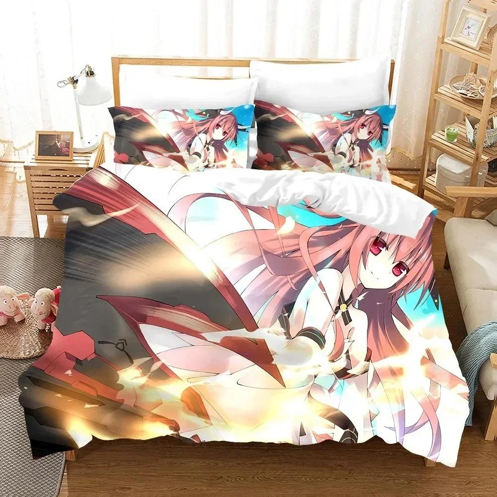 Date A Live Girls Japan Popular Anime Bedding Set Bedroom Soft Modern Bedspreads Comefortable Duvet Cover Quilt Cover Pillowcase
