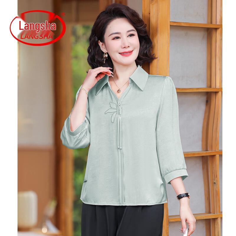 LangSha Mid-Aged Women's Elegant Seven-Sleeve Blouse