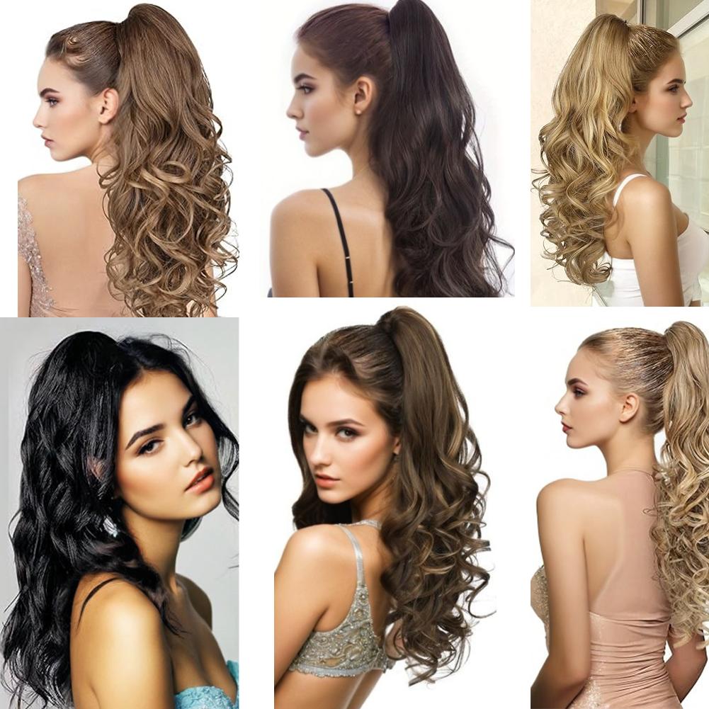 Claw Clip Ponytail Extension 18"&24 Clip In Wavy Synthetic Ponytail Hair Extensions Long Pony Tails for Women Extensions