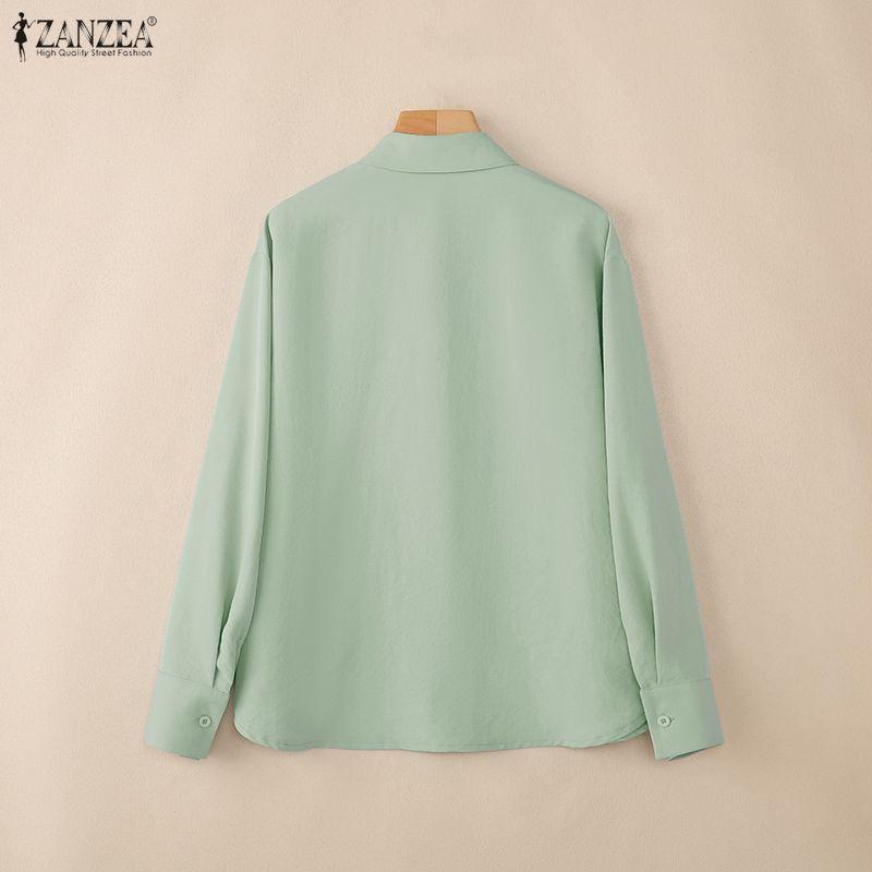 ZANZEA Lässige Bluse mit Umlegekragen und langen Ärmeln für Damen