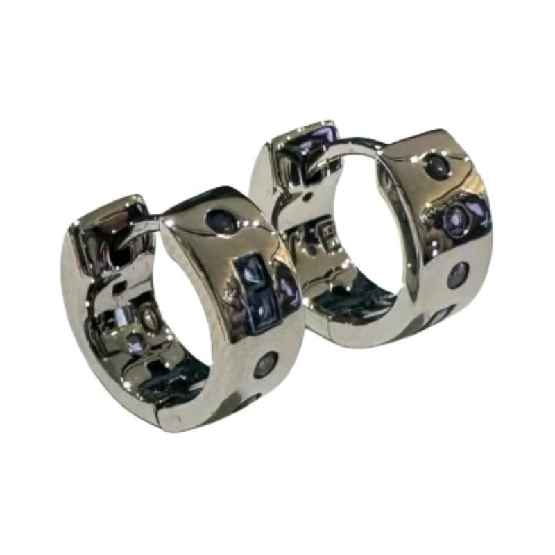 APM Monaco Morse Code Pattern Synthetic Cubic Zirconia Earrings Women s Dark Gray WE15293KBBR