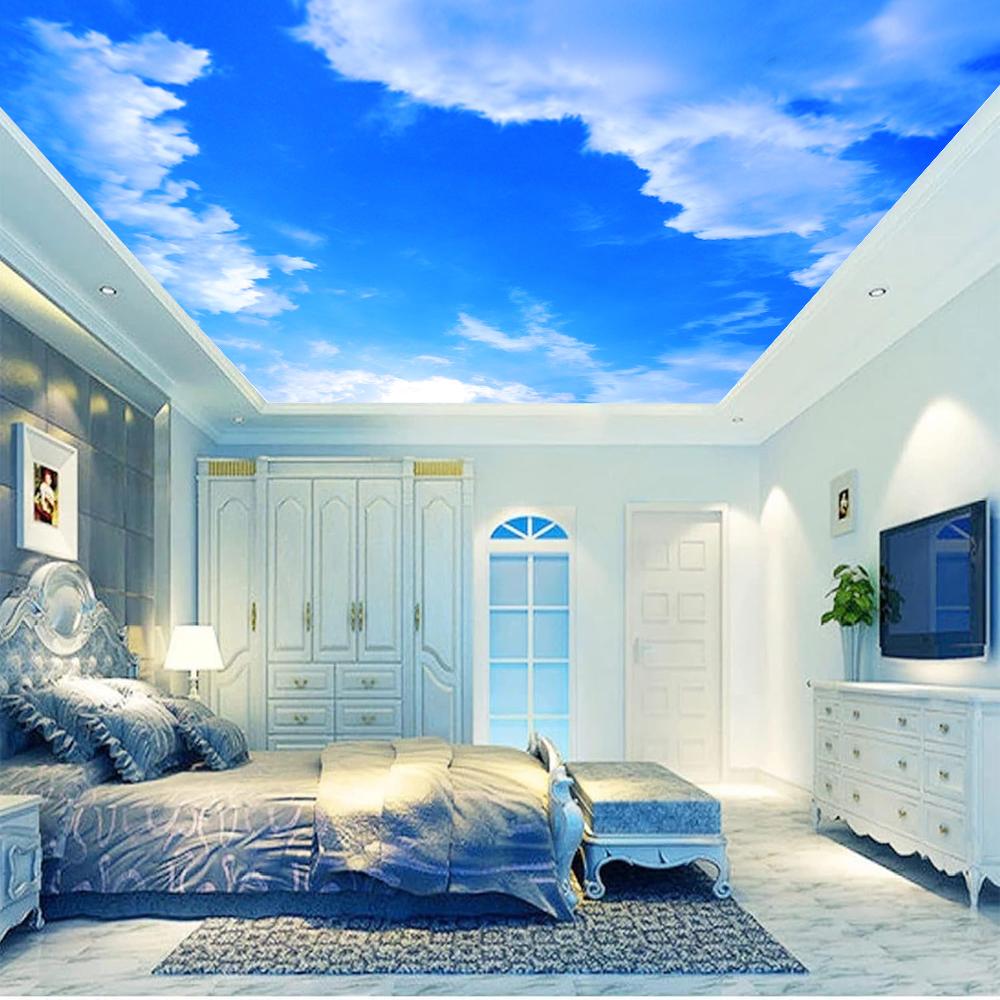 Ceiling Mural Wallpaper Blue Sky White Clouds Mural Modern Living Room Bedroom 3d Ceiling Wallpaper Of Sky