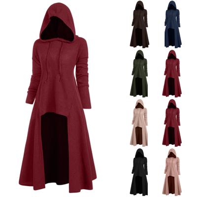 Fashionable Women's Plus Size Long-sleeved Long Hooded Retro Cape Knitted Top
