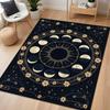 Moon Flower Rug Mystic Night Sky Design Stars Astrology Cosmic Pattern Floor Mat for Space Lovers Black White Home Decor Bedroom