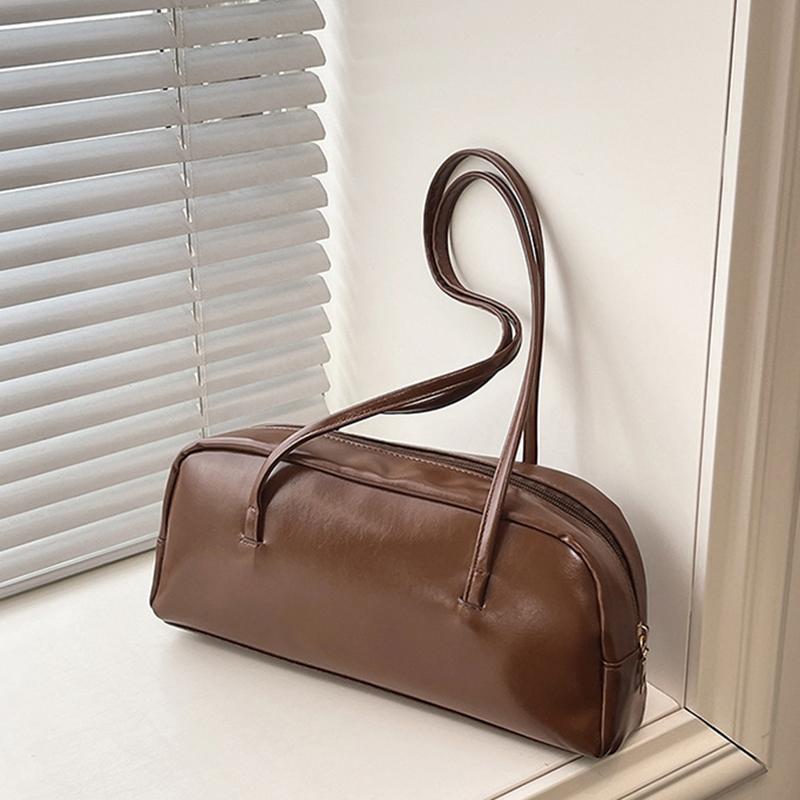 New High-end Underarm Bag Vintage Style Women's Shoulder Bag PU Commuter Tote Bag Fashion Solid Color Handbag