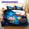 DBZ Patrón de Impulso Juego de Colcha Ropa de Cama Funda de Colcha Funda de Almohada Decoración del Hogar Regalo de Cumpleaños (1 * funda nórdica + 2 * fundas de almohada, sin núcleo)
