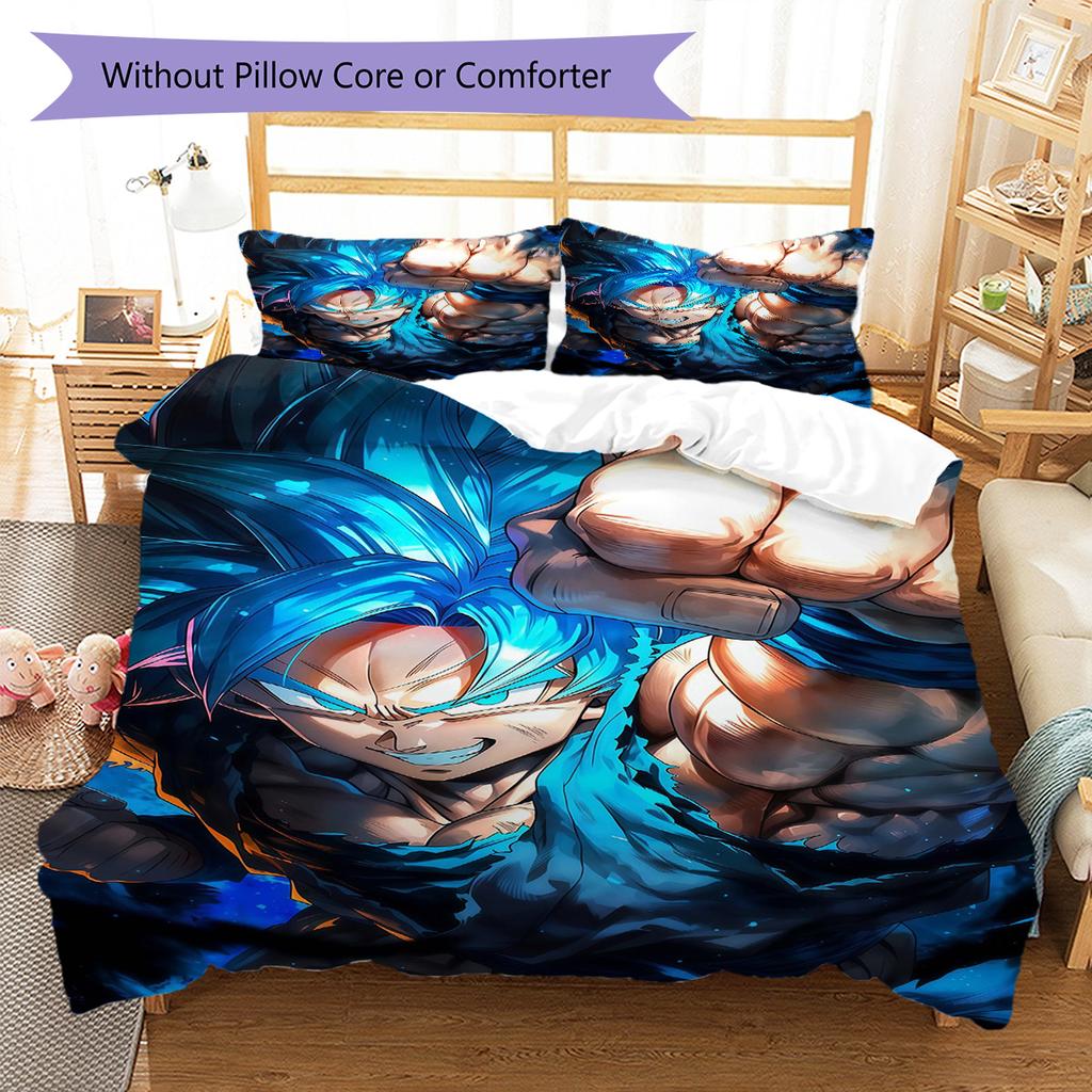 DBZ Patrón de Impulso Juego de Colcha Ropa de Cama Funda de Colcha Funda de Almohada Decoración del Hogar Regalo de Cumpleaños (1 * funda nórdica + 2 * fundas de almohada, sin núcleo)
