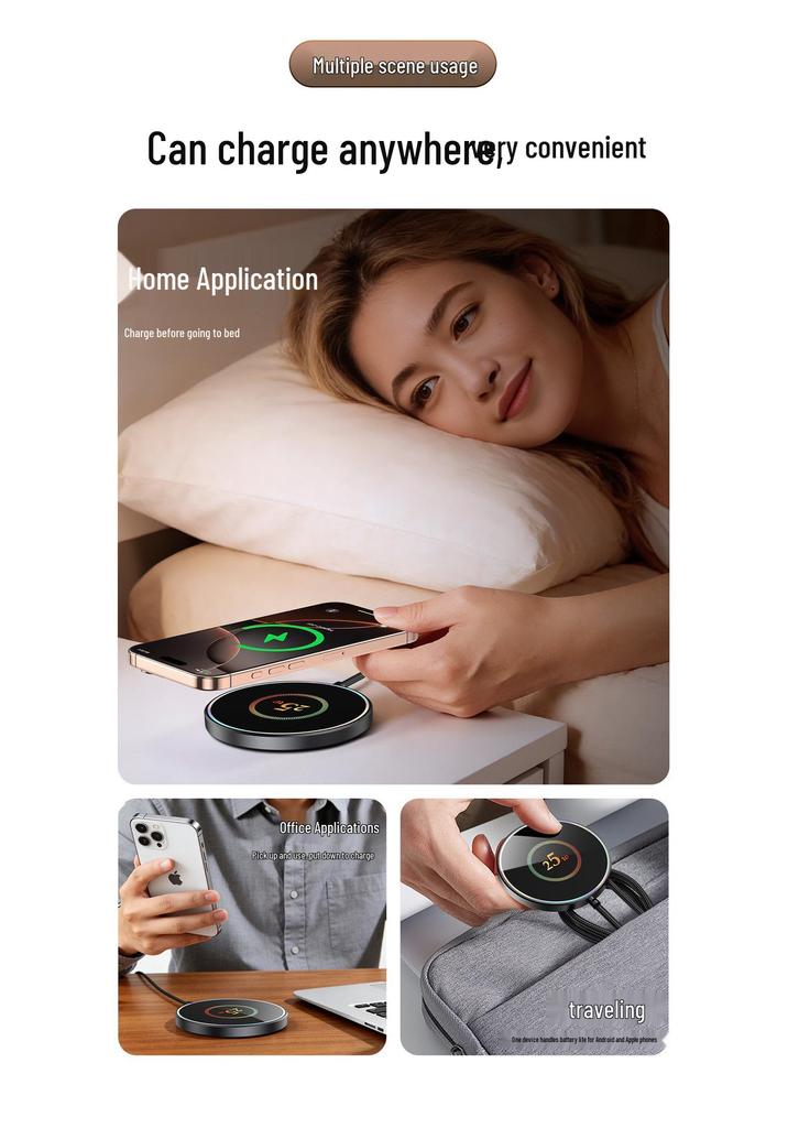 25W MagSafe Magnetic Wireless Charger for Apple, Huawei, Android - Car & Desktop Fast Charging