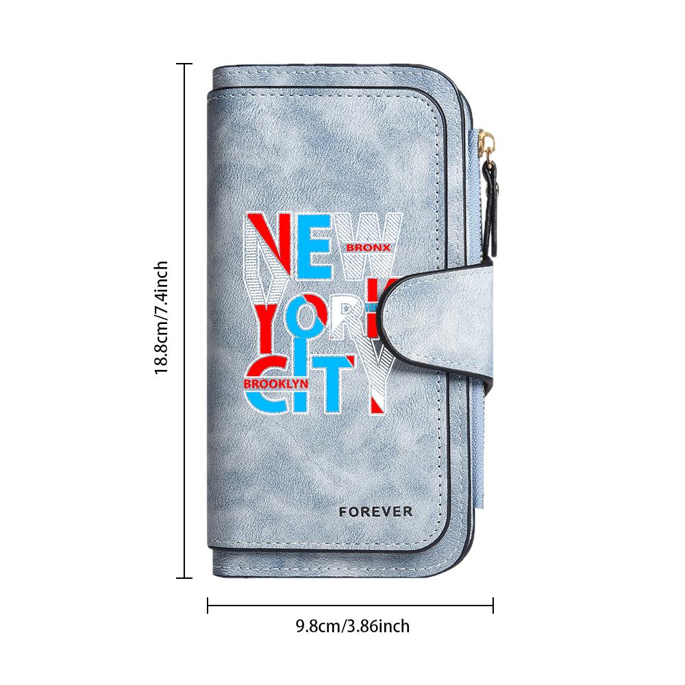 Stylish New York Themed Long Wallet for Daily Use with Card Slots Portable Casual Durable Coin Purse for Outdoor Travel