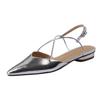 Sexy bag head silver sandals women's 2025 summer French cross-strap empty flat heel single shoes light mouth pointed flat shoes