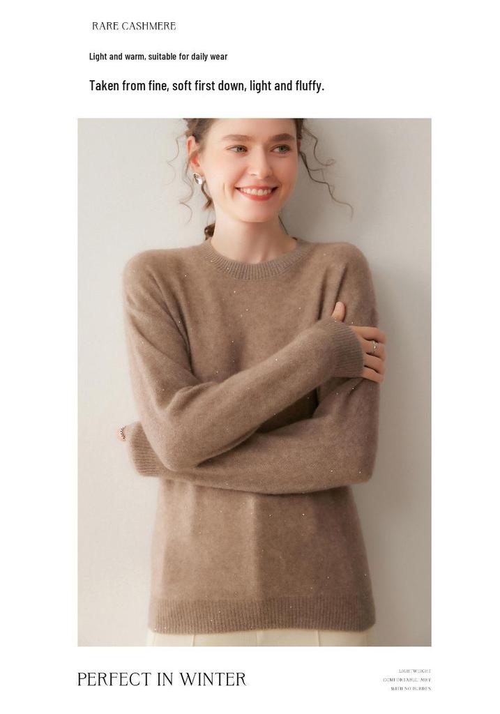 Women's Loose Fit Cashmere Knit Pullover - Warm & Fashionable Long Sleeve Top
