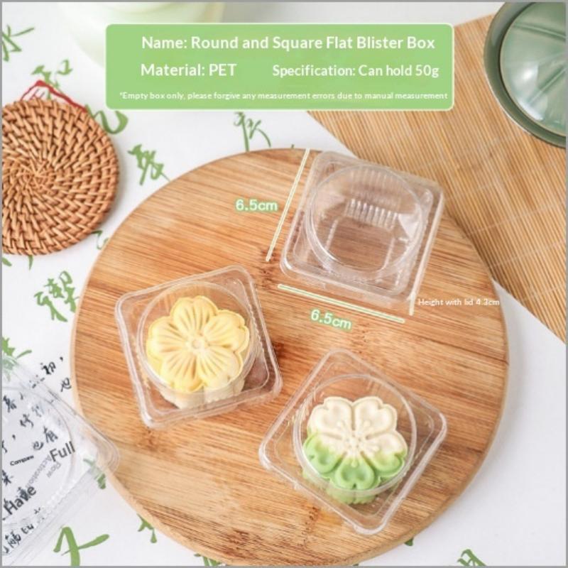 Mooncake Plastic Trays 50Pcs Transparent Thickened Sturdy Food Grade Holders for Mid Autumn Festival Homemade Pastry