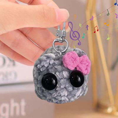 Cute Knitted Sad Hamster Doll Cartoon Knitting Pendant Crochet Sad Hamster Meme Kawaii Girl Hamster Handmade Doll for Kids Gift
