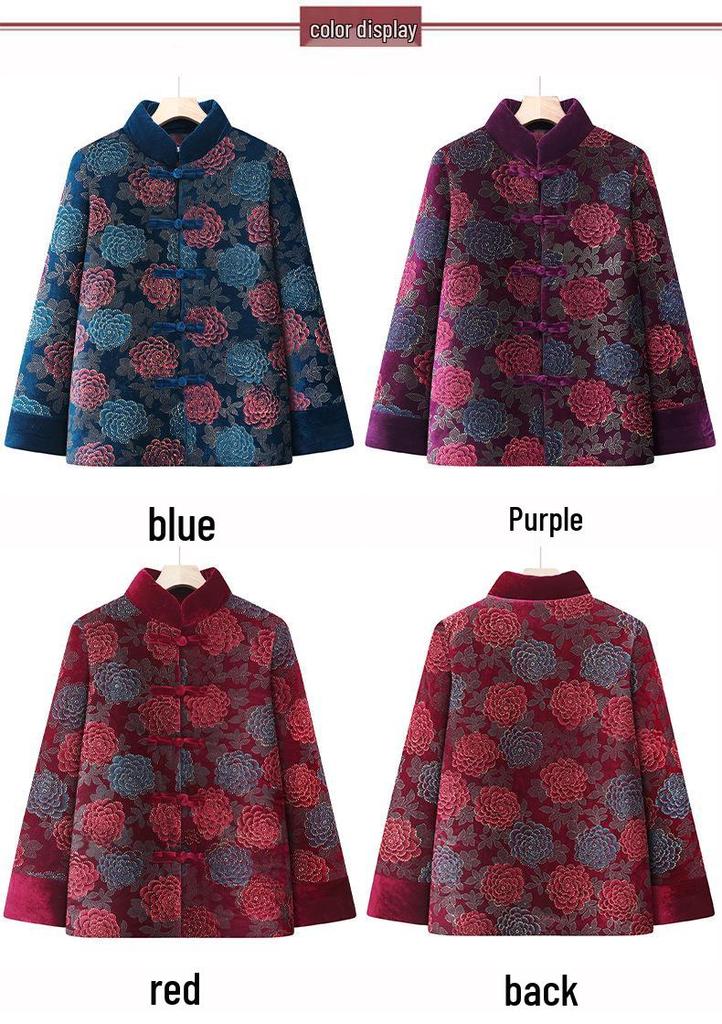 Winter Coat for Elderly Women: Fleece-Lined, Thickened Cotton Jacket for Grandma and Mom (70s, 80s) - Warm and Stylish