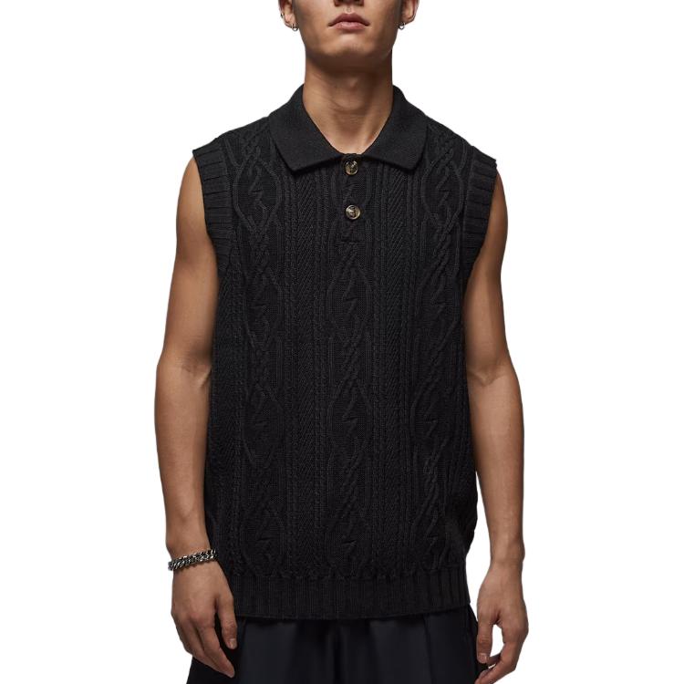 

Jordan Sport Solid Color Button Loose Sleeveless Sweater Men sweater HQ8687-010 2XL
