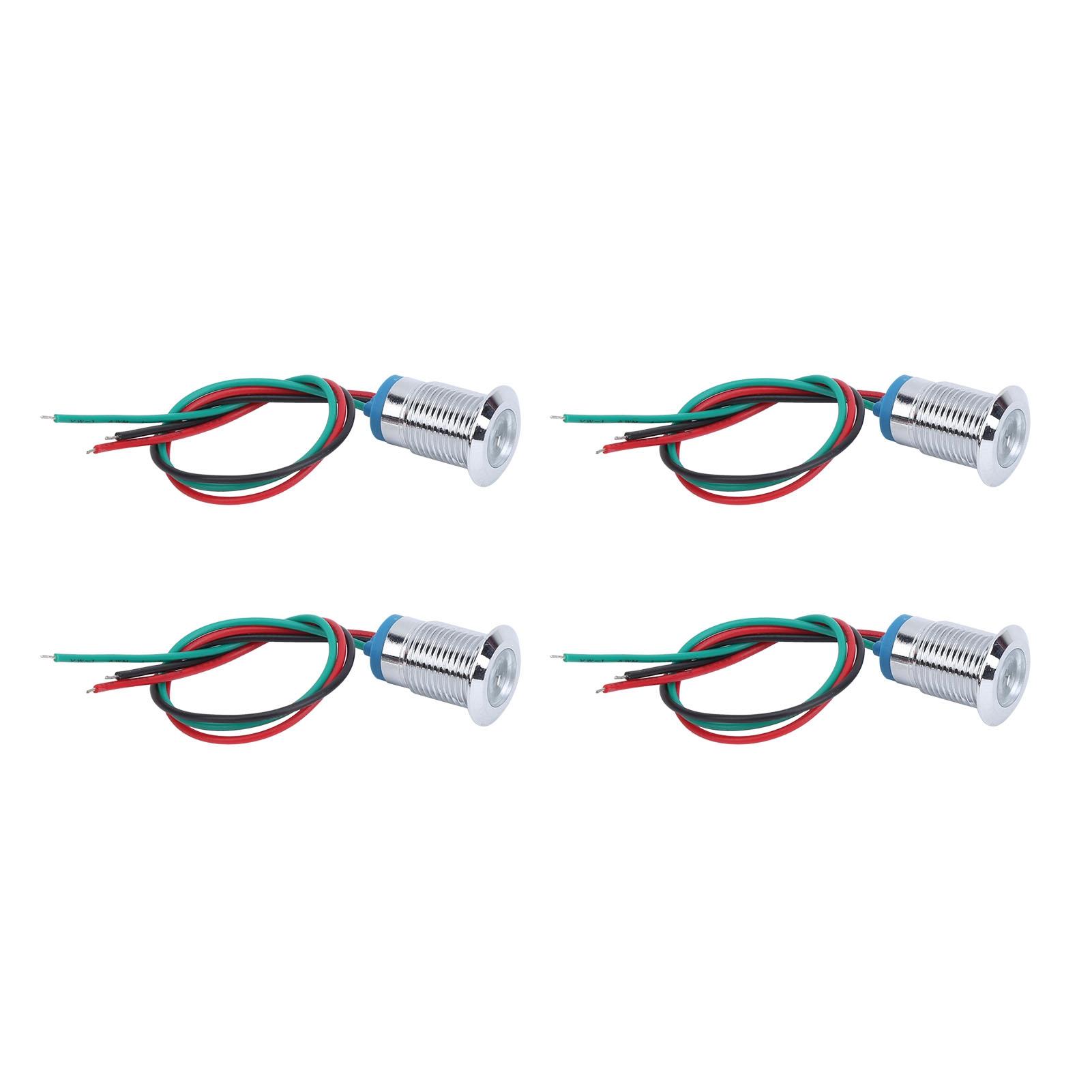 

4 комплекта предварительно смонтированных круглых светодиодов, водонепроницаемые двухцветные индикаторные лампы с общим катодом 12 мм 36 В(Красный и зеленый