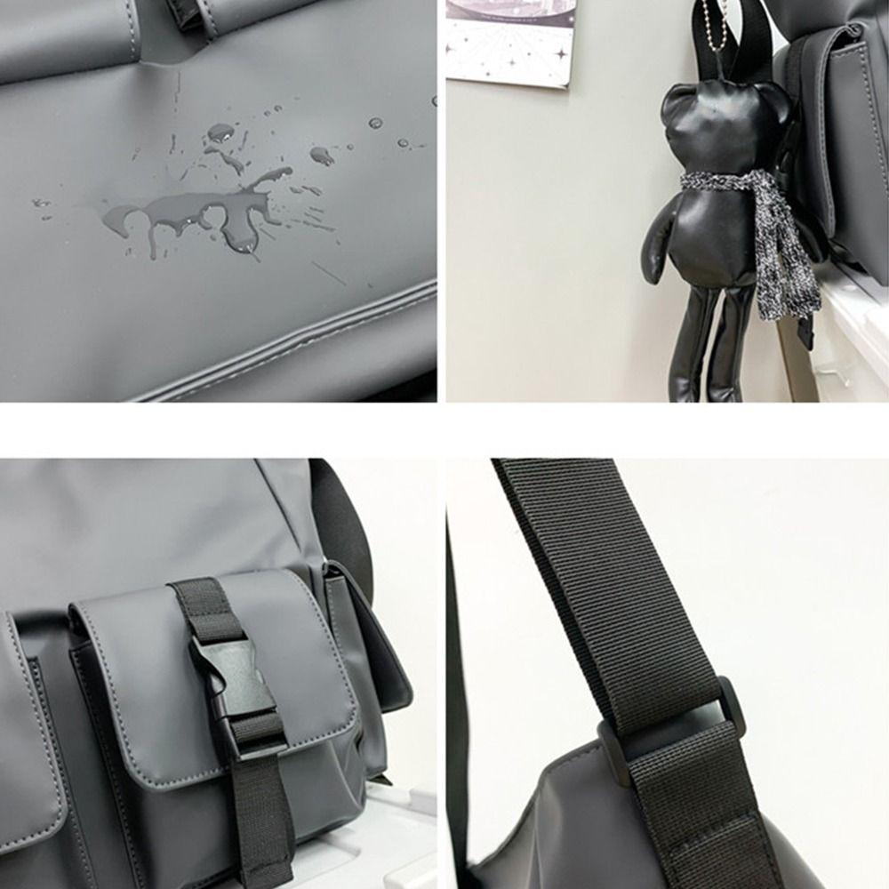 Square Messenger Bag Solid Color Nylon Shoulder Bag Casual Men Crossbody Bag  Hiking