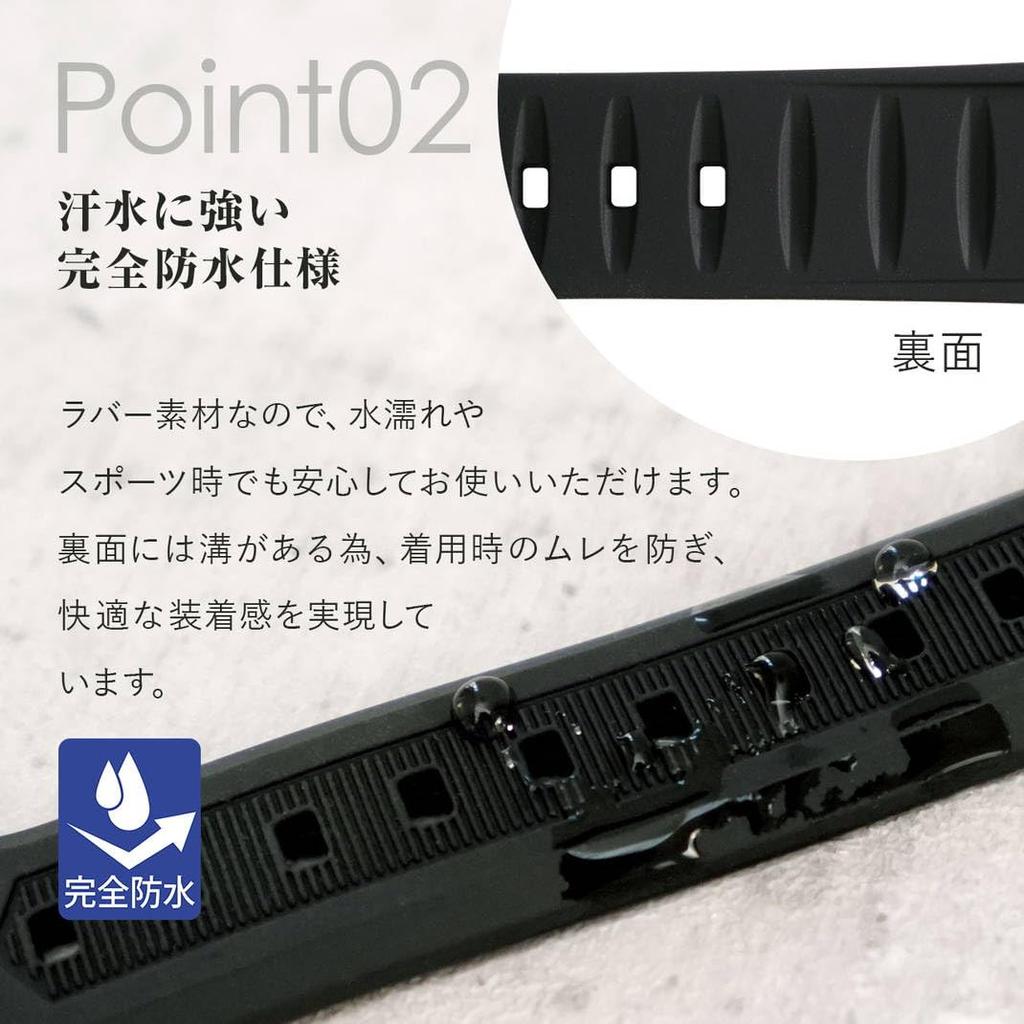 TOULON Watch Fully Cassis X1046198 Strap, Rubber, Waterproof, Strap, 22mm, Black,