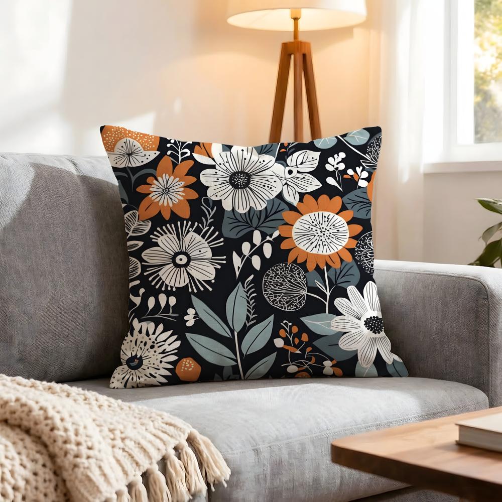 Pattern Scandinavian Floral Cushion Cover 1Pcs Decorative Covers Soft Cushion Case For Sofa Couch Decor 40X40 45X45 Pillowcases