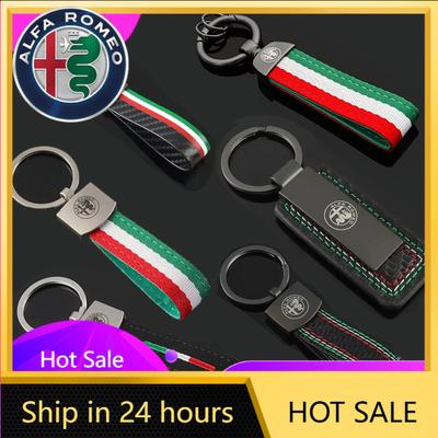 Bildekaler för Alfa Romeo 1 st Lyxiga Läderbilmärken Nyckelringar för Alfa Romeo Logotyp 159 Giulietta Giulia GT 156 Mito Stelvio