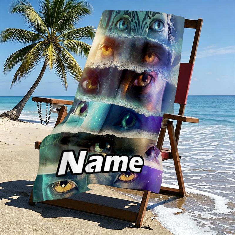Custom Name Personalized Avatar Print Beach Towel, for Trip Camping Beach Party Home Decor, Birthday Gift for Family & Friends