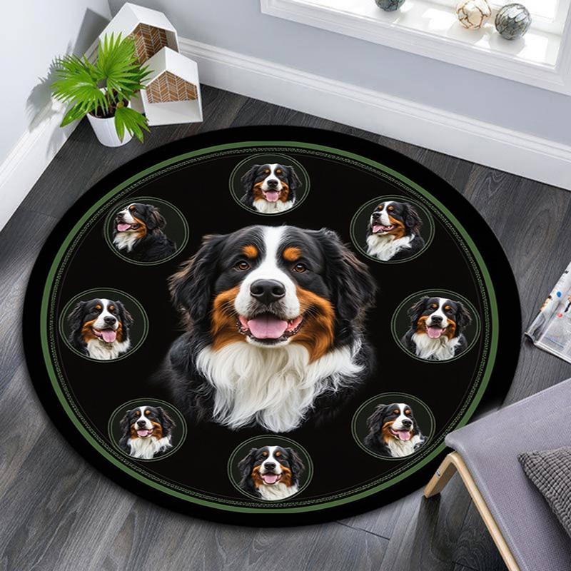 

Bernese Mountain Dog2 Round Area Rug,Carpet Rug for Living Room Bedroom Sofa Playroom Decor,Non-slip Floor Mat 80cmx80cm