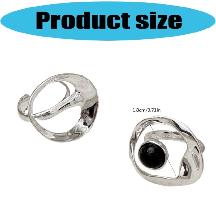 Artistic Irregular Black Onyx Ring Elegant Adjustable Opening Finger Accessories Geometric Twist Rhinestones Ring