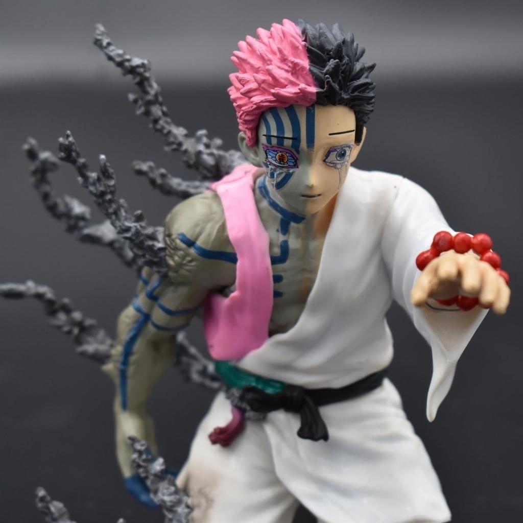 Demon Slayer Upper Moon 3 Akaza Statue - Twelve Kizuki Death Confession Scene Collectible Figure (Half-Human Demon Display Model