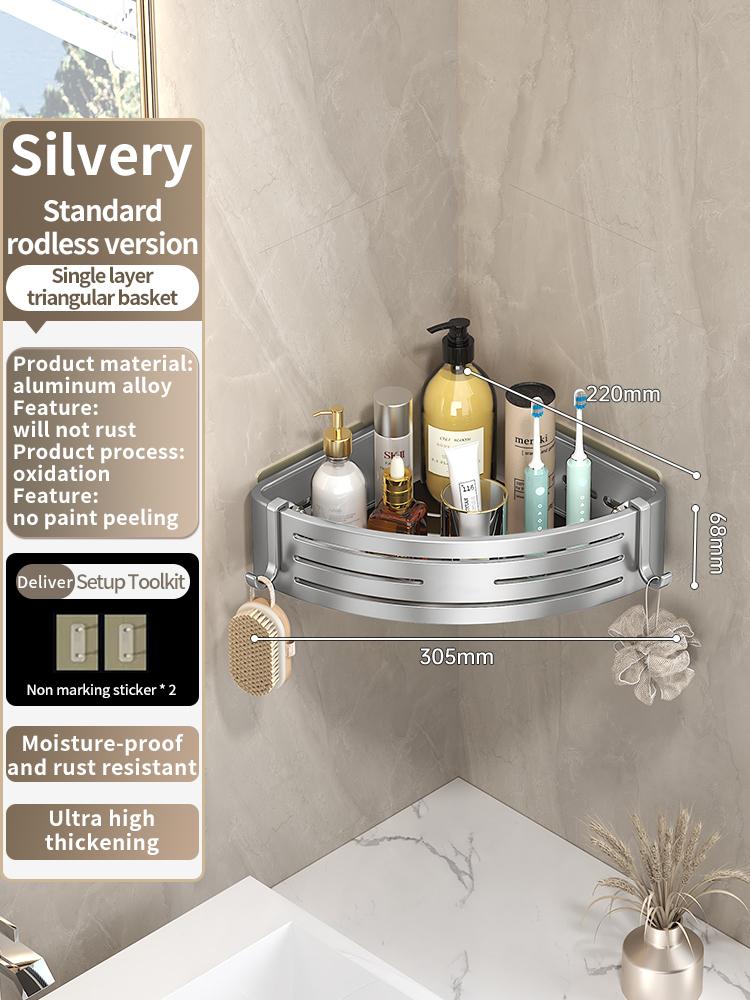 

Алюминиевая полка для ванной комнаты с клеевым слоем без сверления, держатель для хранения шампуня и косметики, кухонный органайзер, настенный доступ к полке