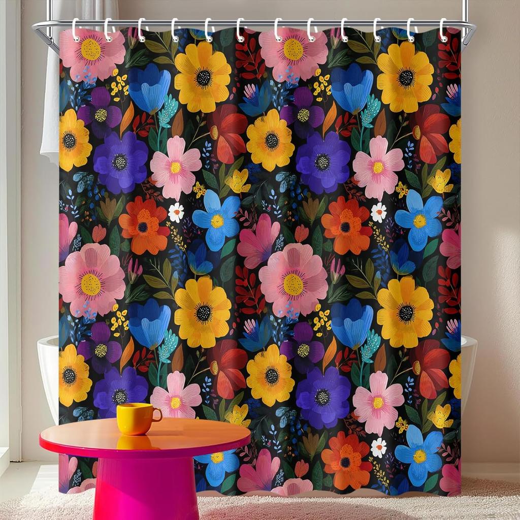 Mandala Shower Curtain Purple Blue Boho Bathroom Curtain with Psychedelic Meditation Design Spiritual Hippie Bathroom Decor