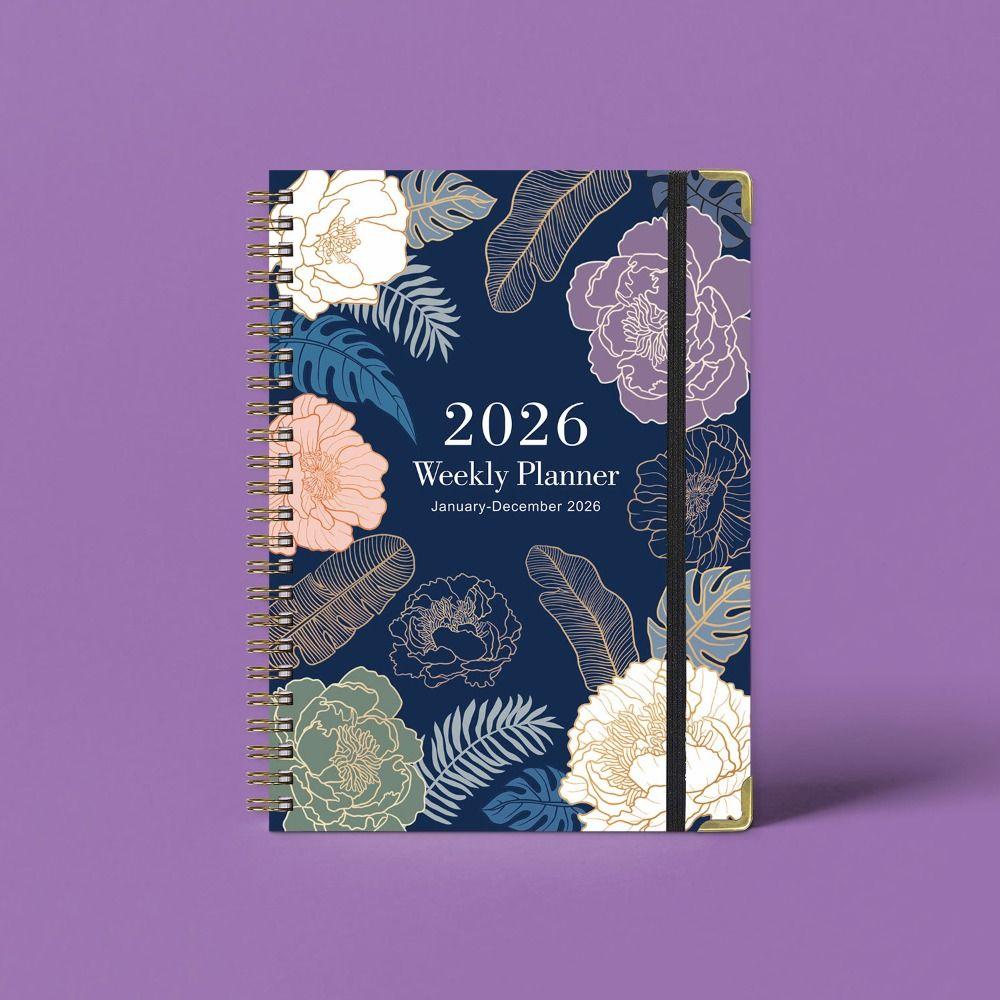 Flowers 2026 Schedule Book A5 Planner Notebook Portable Daily Planner Office Supplies