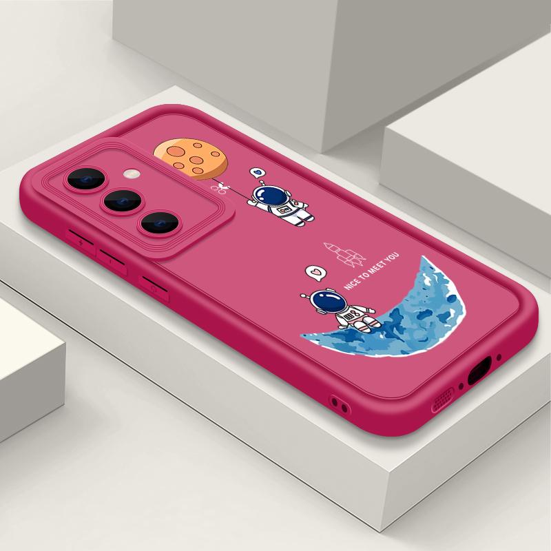 Cartoon Astronaut Pattern Matte TPU Case For Samsung S25 Edge S24 FE S23 Ultra S22 A56 A36 A26 A16 A15 A55 A35 Soft Shockproof Anti-Fall Phone Cover