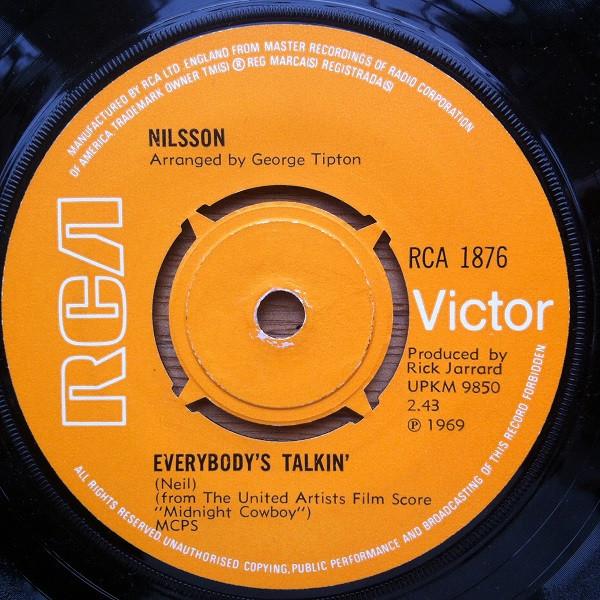 

7inch Record HARRY NILSSON - Everybody s Talkin RCA1876 RCA Victor 1969 UK Rock Used