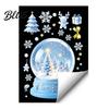 Blue Christmas Theme Decor Snowflakes Santa Static Sticker Waterproof PVC Window Reusable Holiday Scenes Decal Decorative Removable Cling for Party