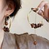 Silver Needle Retro Ethnic Style Rattan Woven Bead Drop Earrings