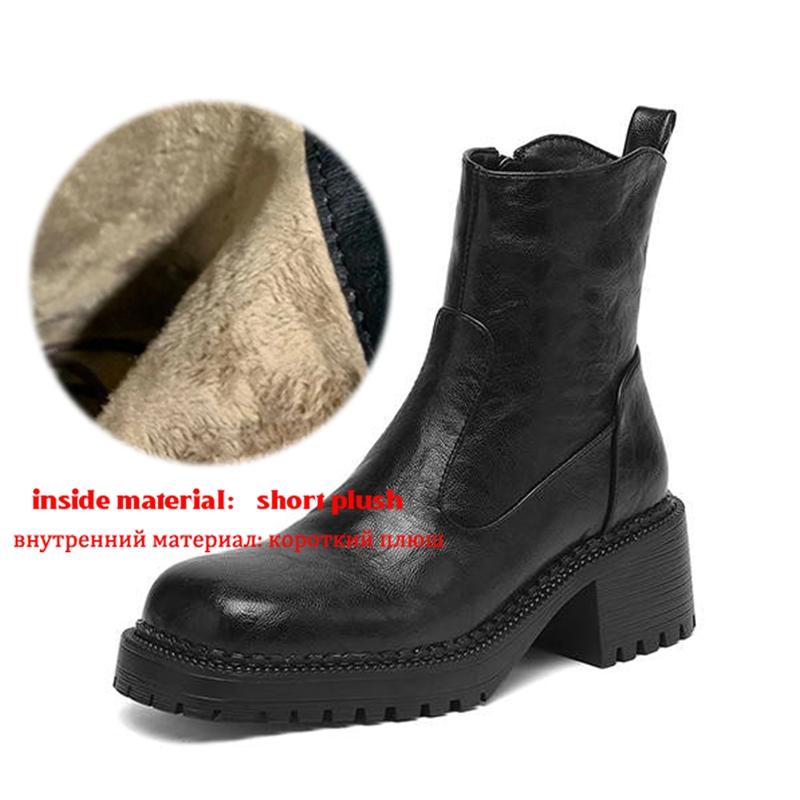 

Krazing Pot Microfiber Winter Round Toe Modern Platform Size 33 Boots Size 43 Thick Bottom Women Ankle Boots 43